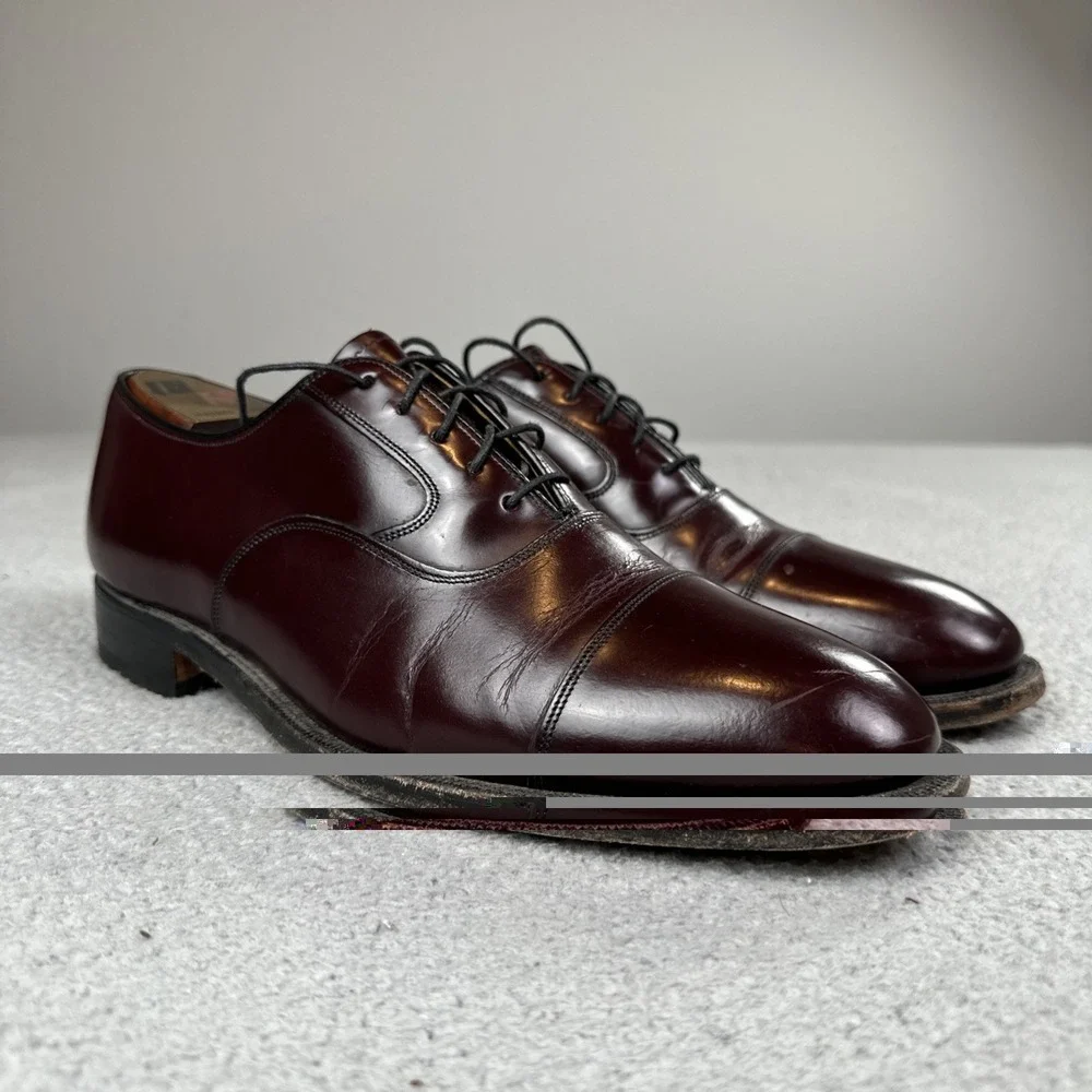 Johnston & Murphy Limited Oxford Cap Toe Shoes Men 9.5 Burgundy USA